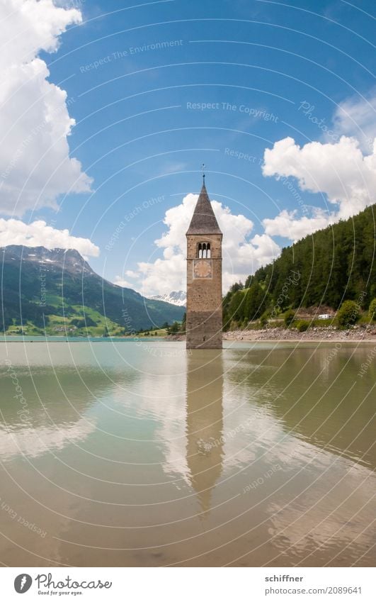 Broken flooded. Environment Nature Landscape Sky Clouds Summer Beautiful weather Forest Hill Alps Mountain Lake Church Tower Tourist Attraction Landmark