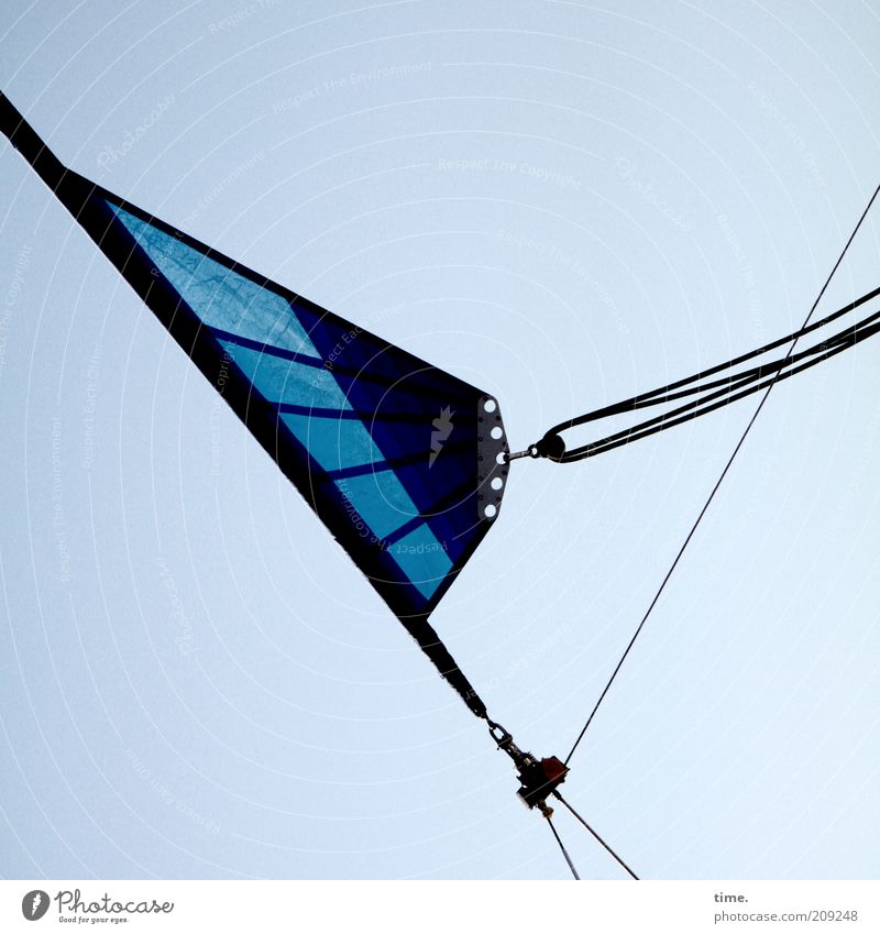 triangular relationship Rope Sky Sailboat Blue Checkmark Eyelet Fastening Diagonal Triangle Splay distended Tense Function Objective Dependence furling sail