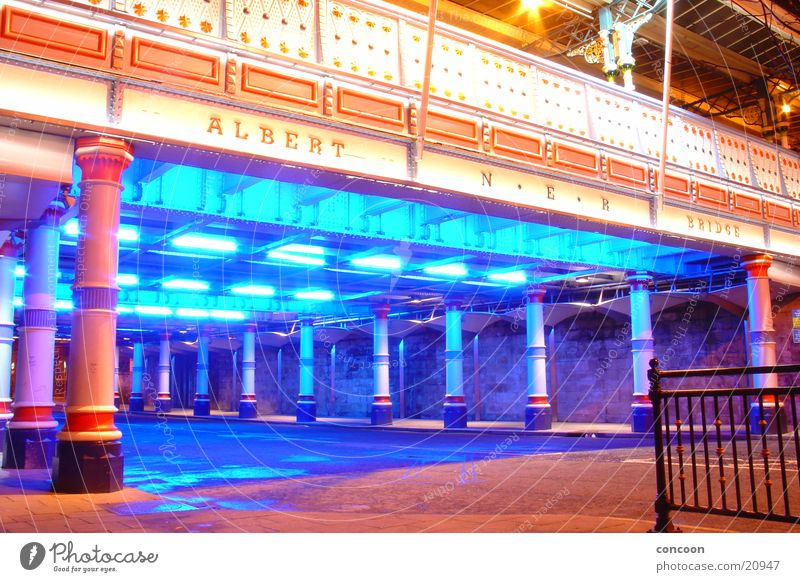 Albert Bridge Middlesbrough England Illuminate Great Britain Neon blue blue light