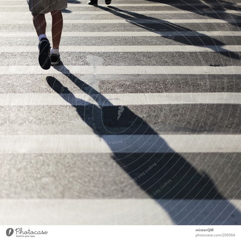 Just Walk. Human being Esthetic Stress Zebra crossing Pedestrian crossing Walking Future Ambiguous Academic studies Resume Black White Shadow Really