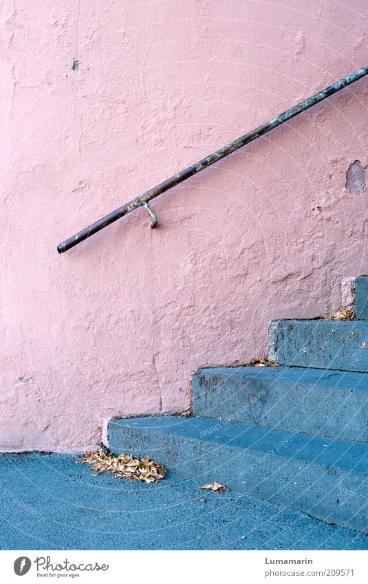 Rosige Times Building Wall (barrier) Wall (building) Stairs Old Simple Bright Beautiful Cold Retro Crazy Blue Gray Pink Moody Optimism Esthetic Transience