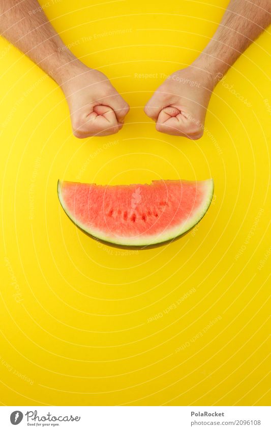 #AS# MelonSmiley Art Work of art Esthetic Derby Melone slice Yellow Flashy Yellowness Funny Creativity Absurdity Red Fruit Appetite Delicious Colour photo