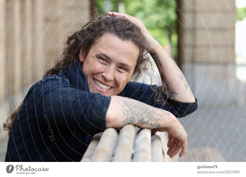 AST 10 | Moment of happiness Young woman Youth (Young adults) Woman Adults Life Human being 30 - 45 years Downtown Tattoo Brunette Long-haired Curl Dreadlocks