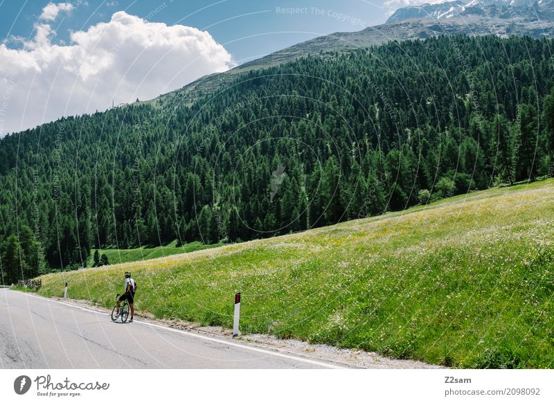 waiting for the team van Leisure and hobbies Vacation & Travel Cycling Man Adults 45 - 60 years Nature Landscape Summer Beautiful weather Alps Mountain Glacier