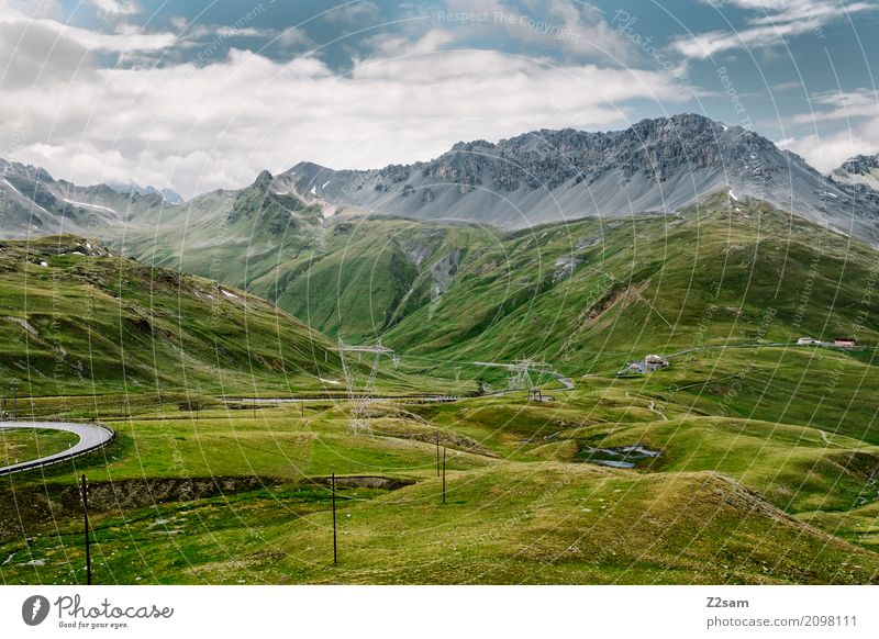 Direction Bormio Environment Nature Landscape Sky Clouds Summer Alps Mountain Peak Glacier Street Overpass Gigantic Tall Green Adventure Loneliness