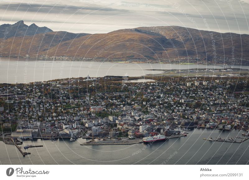 Tromsø Landscape Climate Climate change Mountain Ocean Island Fjord Norway Town Port City Downtown Outskirts Deserted Moody Safety Protection Stress Horizon