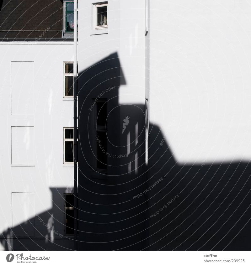 shaded Town House (Residential Structure) Wall (barrier) Wall (building) Facade Window Arrangement Black & white photo Exterior shot Light Shadow Contrast