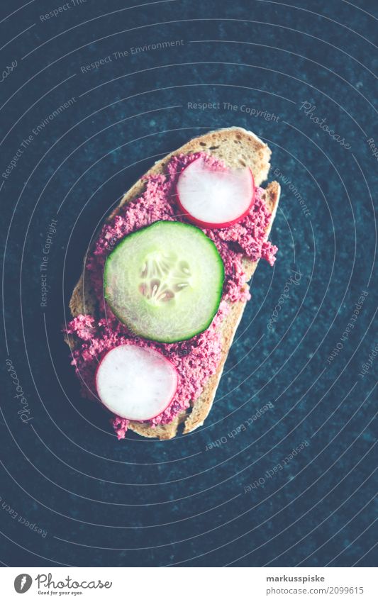 Beetroot spread with cucumber and radish Lunch Organic produce Vegetarian diet Diet Fast food Slow food To enjoy Healthy beetroot bread Cream cuke delicious Dip