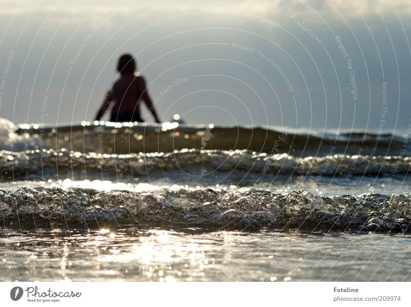 And get in the water! Human being Child Infancy 1 Environment Nature Summer Warmth Waves Coast Baltic Sea Ocean Swimming & Bathing Hot Bright Wet Natural