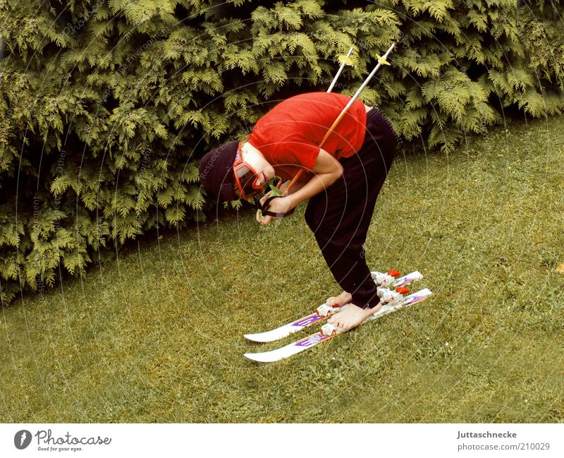 444 / from geht´s Life Winter Garden Winter sports Sportsperson Skiing Skis Ski pole Skiing goggles Boy (child) 1 Human being Summer Grass Meadow Cap