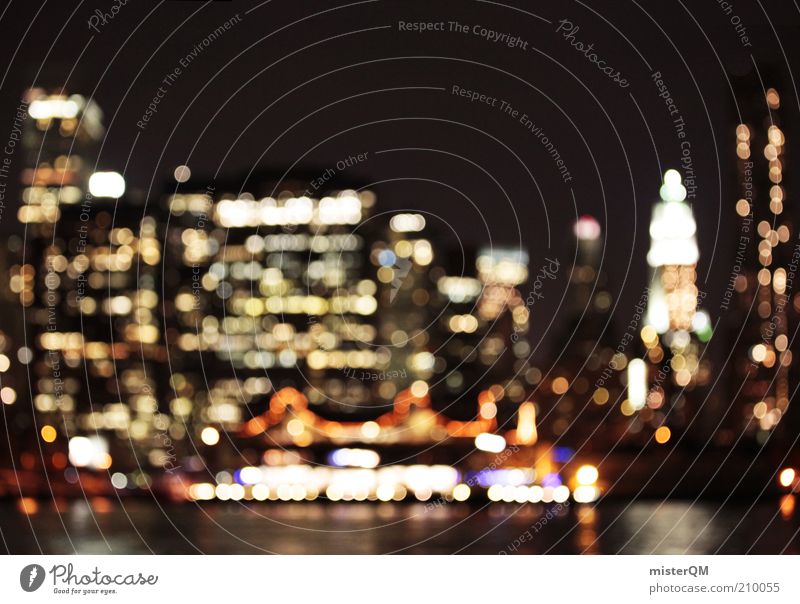 At the pier. Art Esthetic New York City USA Skyline High-rise Town Downtown Brooklyn Vacation photo Vacation mood Lure of the big city Romance Water River Light