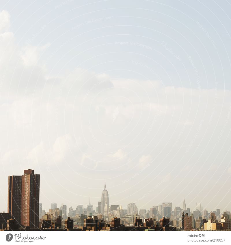 Metropolis. House (Residential Structure) Esthetic Loneliness Uniqueness Smog Skyline New York City USA Town Many High-rise Chrysler Building Stick out Skyward