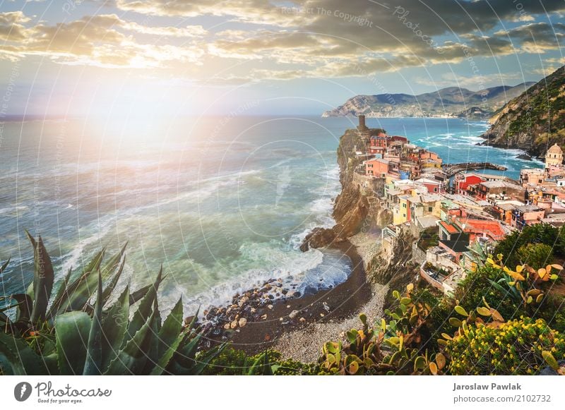 Vernazza in the Cinque Terre National Park, Italy Beautiful Vacation & Travel Tourism Summer Beach Ocean House (Residential Structure) Nature Landscape Sky