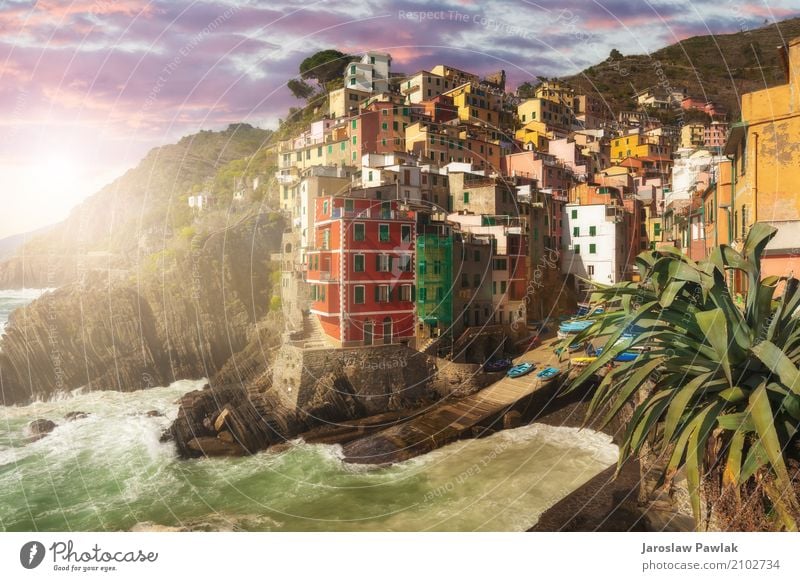 Riomaggiore Cinque Terre, Italy Beautiful Vacation & Travel Tourism Summer Sun Beach Ocean House (Residential Structure) Nature Landscape Sky Clouds Park Rock