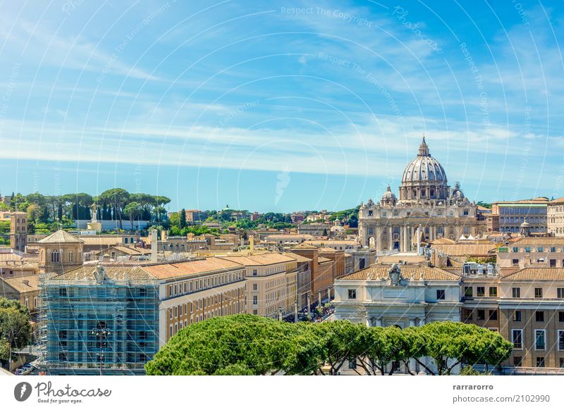 Vatican and Basilica of Saint Peter seen from Castel Sant'Angelo Beautiful Vacation & Travel Tourism Sky Town Church Bridge Building Architecture Monument Old