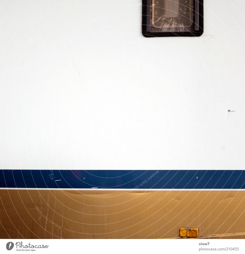 mobile home Transport Vehicle Mobile home Line Old Authentic Simple Gold Camping Stripe Colour photo Exterior shot Close-up Detail Deserted Copy Space middle