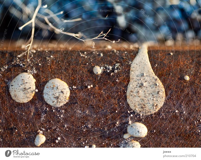 Don't spill it, block it! Old Dirty Blue Brown White Drop Rust Railroad tracks Daub Patch Dye Colour photo Multicoloured Macro (Extreme close-up) Decline