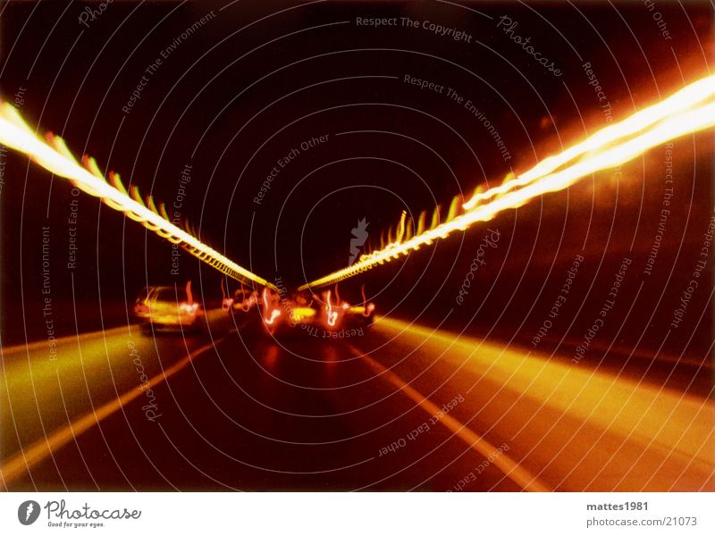Tunnel image no. 1 000 000 Speed Driving In transit Night Dark Red Yellow Rear light Acceleration Vacation & Travel High speed Transport Blur Car traffic