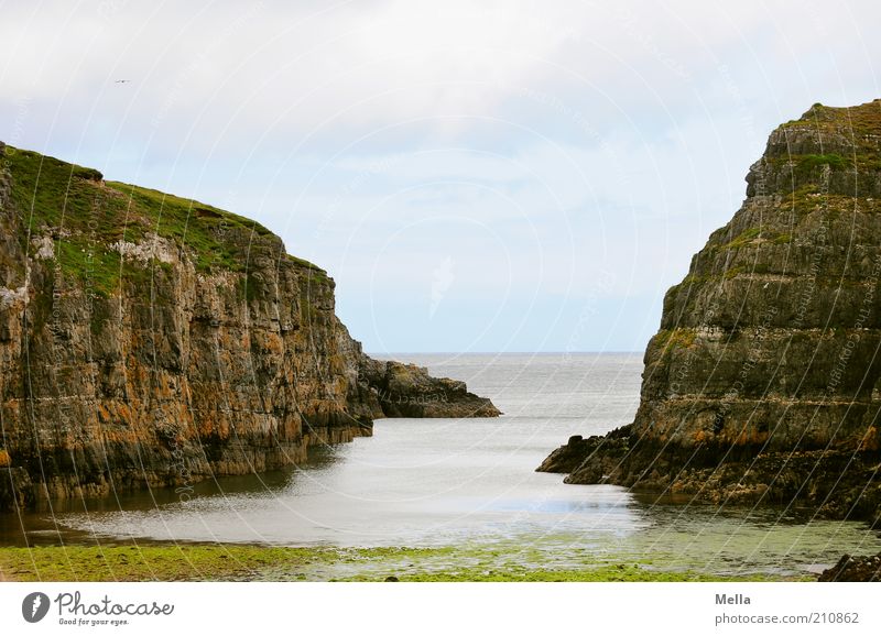 transparency Vacation & Travel Far-off places Freedom Environment Nature Landscape Water Rock Coast Bay Ocean Cliff Sharp-edged Natural Moody Longing