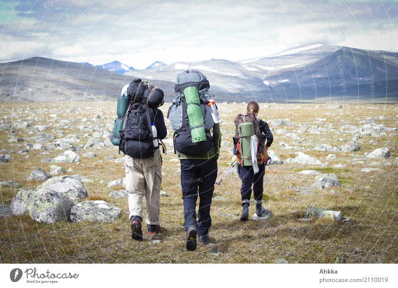 Hikers with lots of luggage, Sweden, Panorama, Adventure Vacation & Travel Trip Freedom Mountain Hiking Life 3 Human being Landscape Rock Scandinavia