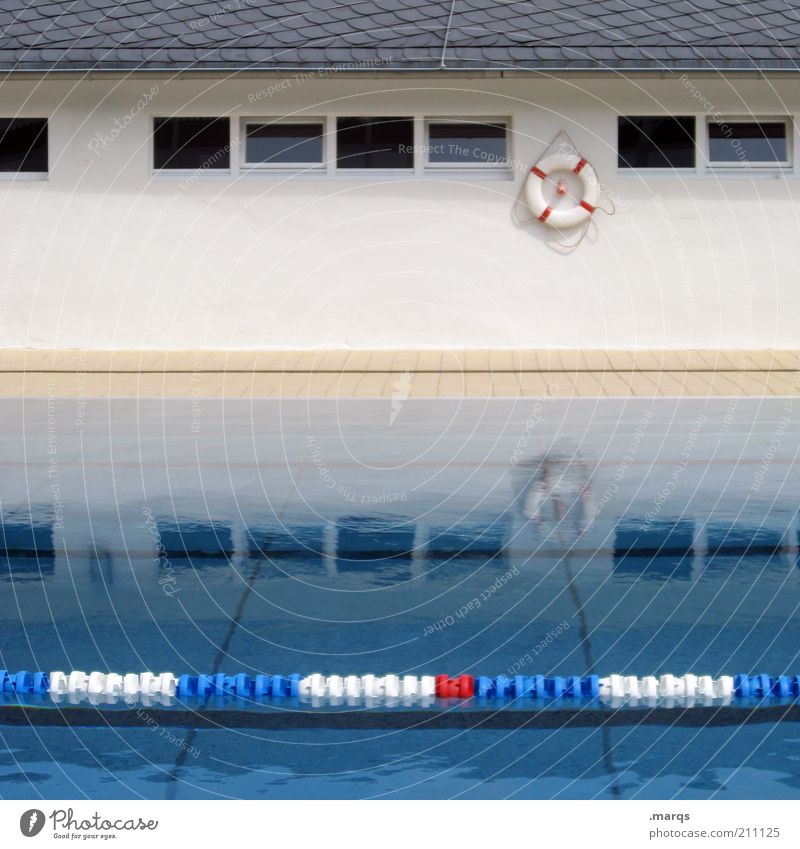 salvation Leisure and hobbies Sports Swimming pool Water Window Life belt Partition Wet Colour photo Exterior shot Deserted Reflection Surface of water