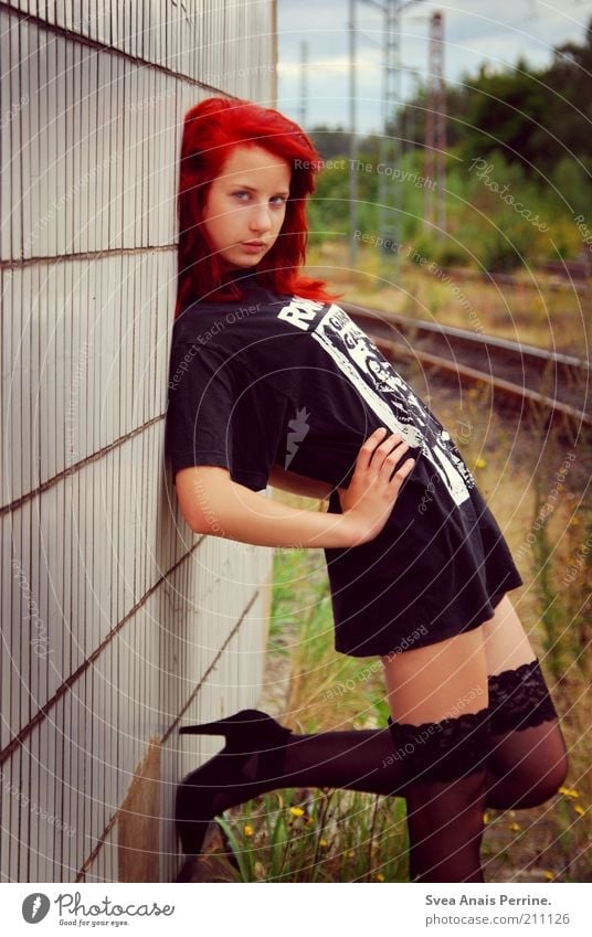 Beautiful Lady Black Dress Stockings Suspender Stock Photo