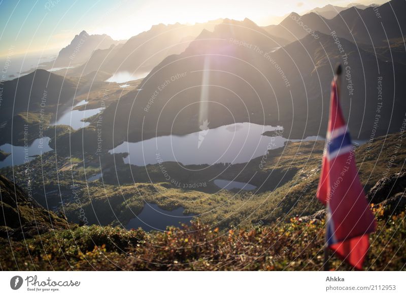 property marking Vacation & Travel Landscape Elements Sunrise Sunset Mountain Coast Island Lofotes Svolvaer Norway Flag Authentic Free Above Original Honor
