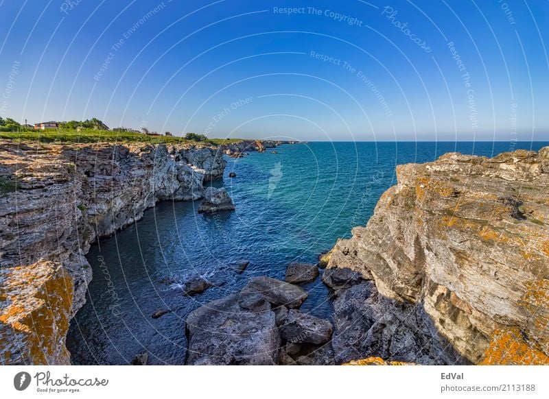 Costline Relaxation Vacation & Travel Summer Ocean Nature Landscape Sky Rock Coast Stone Blue Colour background billow Bulgaria Cave Cliff colorful edge Europe