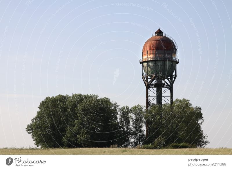 Lanstroper egg Industry Landscape Summer Tower Tourist Attraction Metal Steel Rust Old Brown Water tower Cistern Colour photo Multicoloured Exterior shot Day