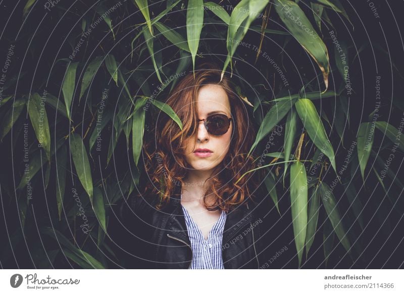 Young woman with sunglasses standing in bamboo bush Lifestyle Elegant Style Hair and hairstyles Vacation & Travel Trip Feminine Youth (Young adults) 1