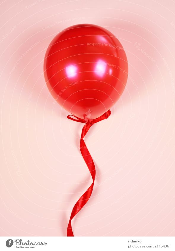 Red balloon on a red ribbon Joy Decoration Feasts & Celebrations Birthday Toys Balloon String Pink Surprise Colour rubber Anniversary holiday Guest Festive