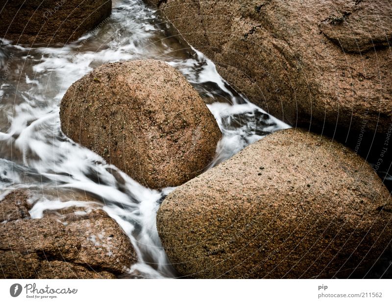 stonewashed Environment Nature Elements Water Foam Stony Stone Wet Soft Brown Power Unwavering Flow Granite Round Erosion Colour photo Subdued colour