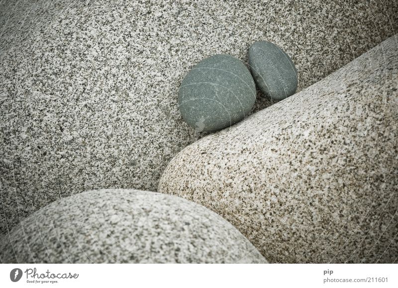 stone on stone Nature Elements Rock Stone Gray Attachment Together 2 Small Round Granite Cervice Gravel In pairs Firm Erosion Colour photo Subdued colour