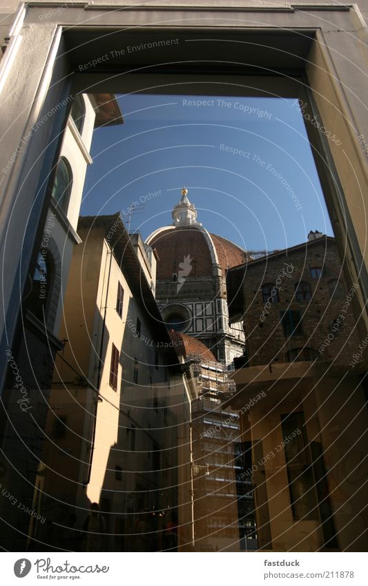 Apsides and Duomo Florence Work of art Old town Dome Architecture Tourist Attraction Blue Yellow Colour photo Exterior shot Evening Light Shadow Contrast