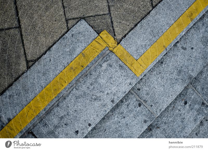 Tendency: rising Town Stairs Street Dirty Yellow Gray Sidewalk Asphalt Concrete Diagonal Stone Colour photo Exterior shot Deserted Copy Space left