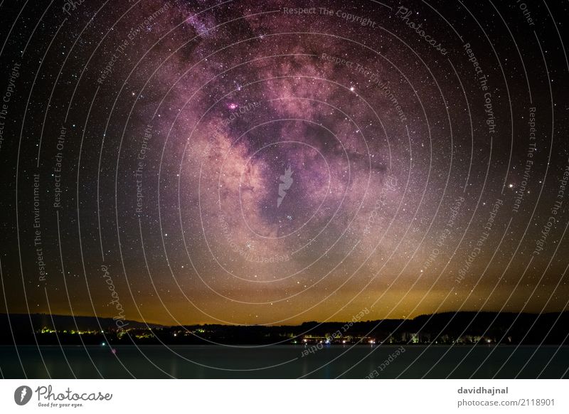 Milky Way over Lake Constance Vacation & Travel Tourism Far-off places Summer vacation Science & Research Astronomy Nature Landscape Water Cloudless sky Stars