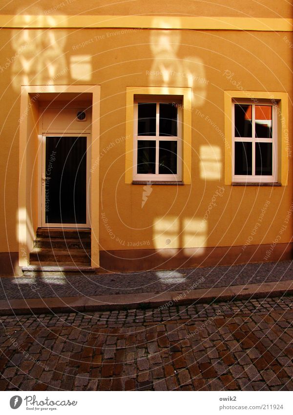deception Bautzen Lausitz forest Germany Small Town House (Residential Structure) Detached house Wall (barrier) Wall (building) Stairs Facade Window Door Street