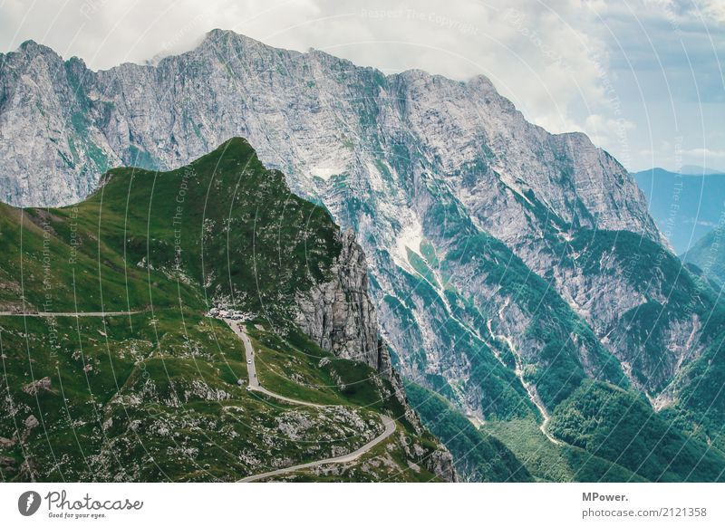 ...highest road in slovenia... Environment Clouds Beautiful weather Rock Alps Mountain Peak Fear of heights Slovenia Street Pass Wall of rock Tall Vantage point