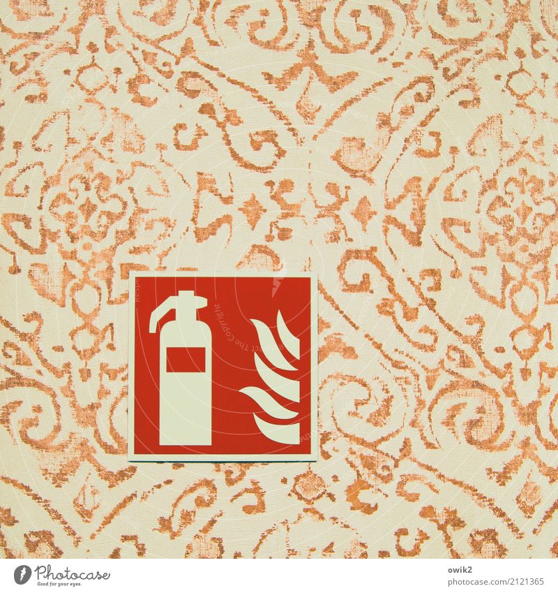 firewall Wall (barrier) Wall (building) Wallpaper Wallpaper pattern Pictogram Plastic Sign Extinguisher Simple Retro Yellow Orange Red Responsibility