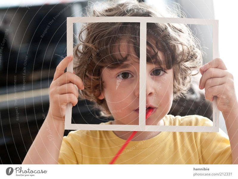 everything still in the frame Human being Child Boy (child) 1 3 - 8 years Infancy Brunette Curl Looking Funny Brown Yellow White Joy Happiness