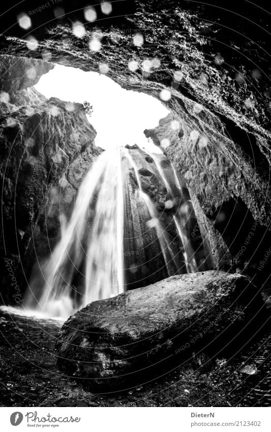 waterfall Sand Air Water Drops of water Rock Canyon Waterfall Gray Black White Iceland Reflection Black & white photo Exterior shot Deserted Copy Space middle