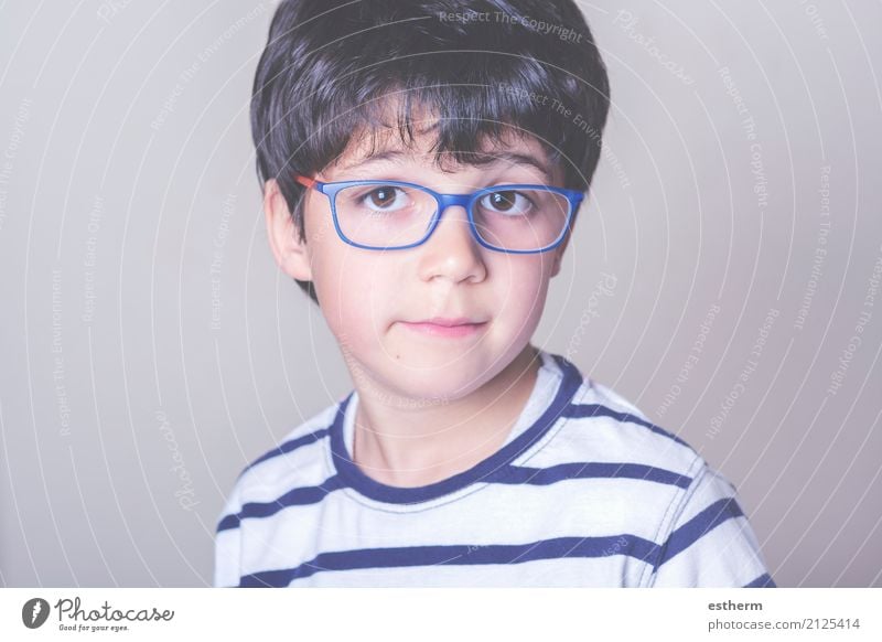 Happy boy with glasses Lifestyle Wellness Child Human being Masculine Toddler Boy (child) Infancy 1 3 - 8 years Eyeglasses Smiling Dream Friendliness Happiness