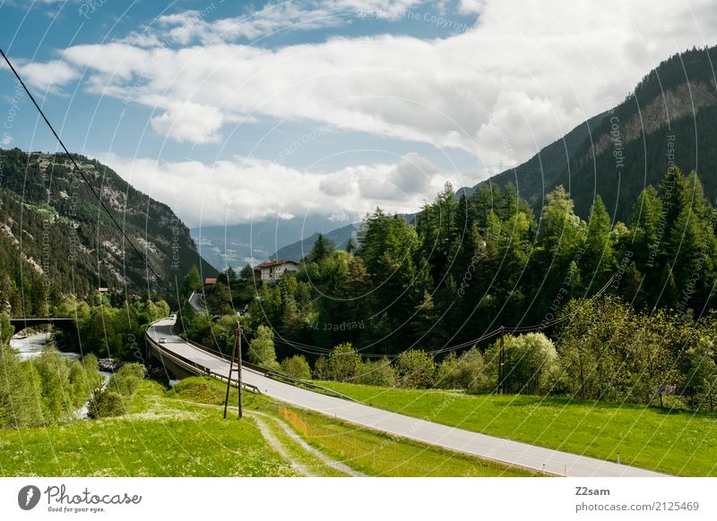 AT Environment Nature Landscape Sky Summer Beautiful weather Alps Mountain Traffic infrastructure Street Fresh Blue Green Freedom Leisure and hobbies Idyll
