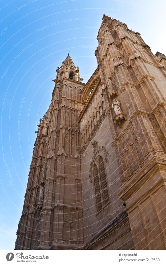 cathedral Palma de Majorca Church Manmade structures Building Architecture Tourist Attraction Old Blue Brown Colour photo Exterior shot Deserted Day Sunlight