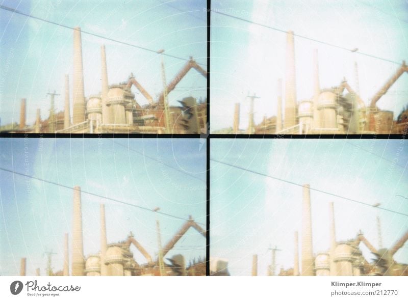 Saar landscape Factory Industry Sky Summer Manmade structures Architecture Old Retro Subdued colour Exterior shot Experimental Lomography Structures and shapes