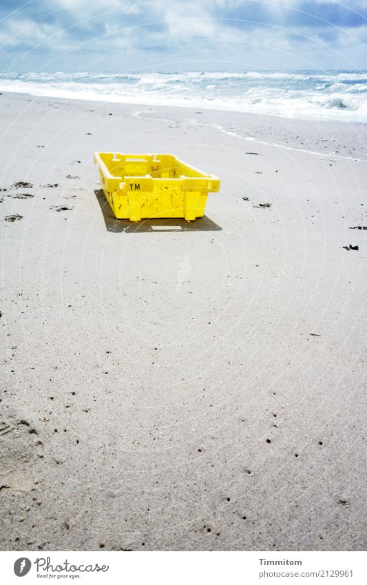 YM, come in! Vacation & Travel Environment Nature Elements Sand Water Sky Clouds Beautiful weather Beach North Sea Denmark Crate plastic containers stacking box