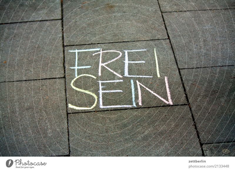 be free Free Freedom Independence Chalk Characters Write Inscription Remark Communication Require Laws and Regulations Motive Sidewalk Footpath Paving tiles