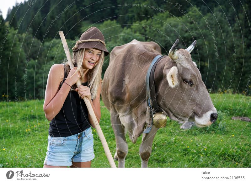 Cowgirl Matilda 1 Agriculture Forestry Girl Infancy Youth (Young adults) Human being 8 - 13 years Child Environment Nature Landscape Meadow Animal Pet