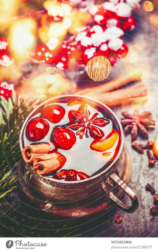 Cup of mulled wine with spices for Advent Beverage Hot drink Mulled wine Style Design Winter Feasts & Celebrations Christmas & Advent Decoration Tradition