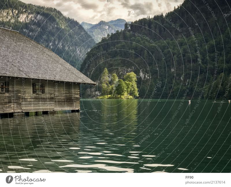 The island in Königssee Vacation & Travel Tourism Trip Adventure Far-off places Sightseeing Summer Mountain Hiking Environment Nature Landscape Plant Tree Rock